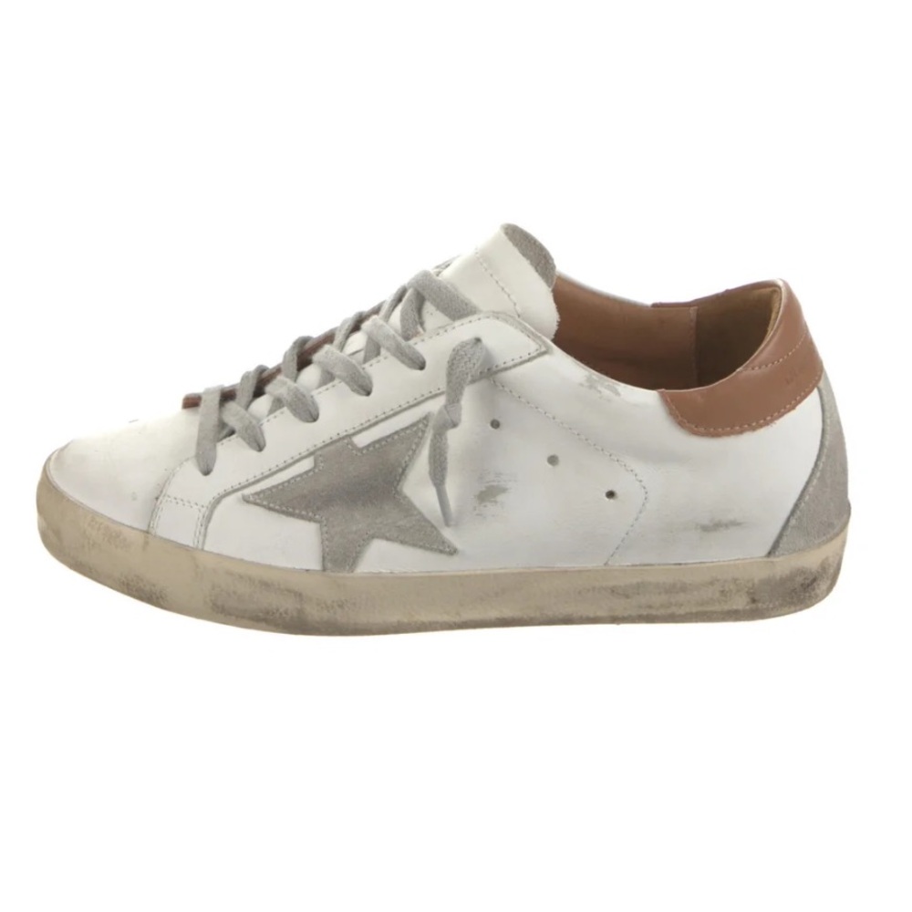 White and brown leather Golden Goose superstar sneakers size 37